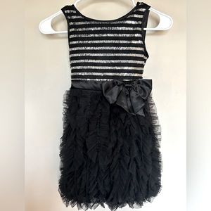 Biscotti black sequined sheer satin girls 7 party dress